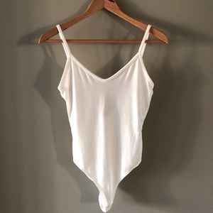 2/$15 NWOT White Bodysuit Snap Buttons Scoop Back